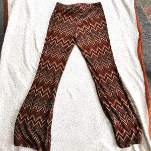 Forever 21 Plus Size Brown Chevron Flare Leg Leggings